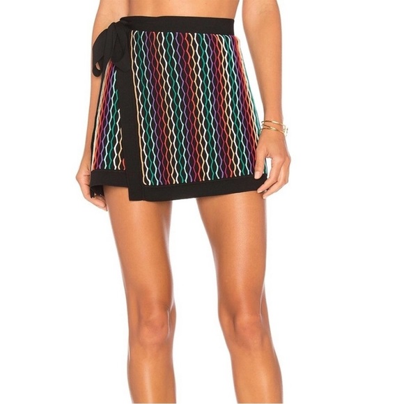 NBD Dresses & Skirts - NBD Rainbow Striped Benton Mini Micro Wrap Skirt